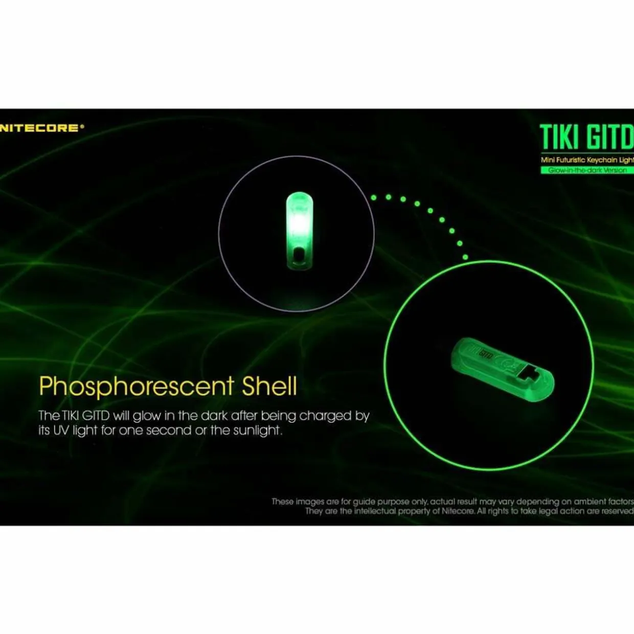 TIKI GITD USB Rechargeable Keychain Light